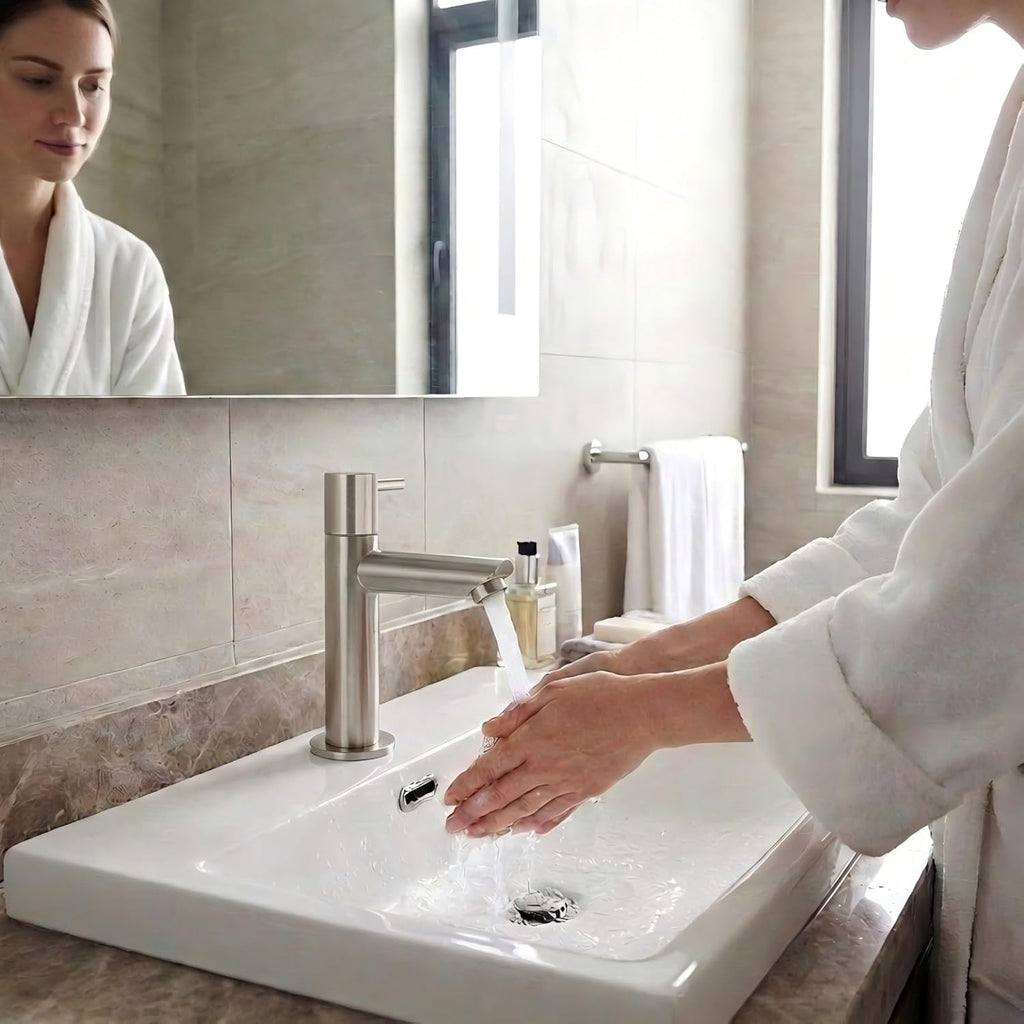 Rubinetto monocomando - per lavabo WC ospiti e bagni piccoli, Acciaio Inox SUS304 spazzolato