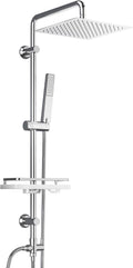 Colonna Doccia Acciaio Inox senza Miscelatore, Colonna Doccia idromassaggio con Asta Doccia Regolabili e Mensola