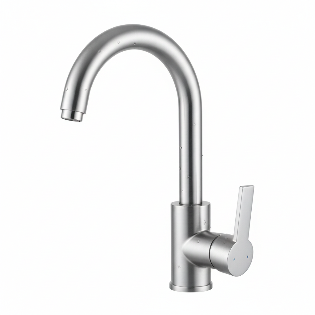 Miscelatore Cucina in Acciaio Inox – Rubinetto Lavello Monocomando Alta Pressione con Rotazione 360°